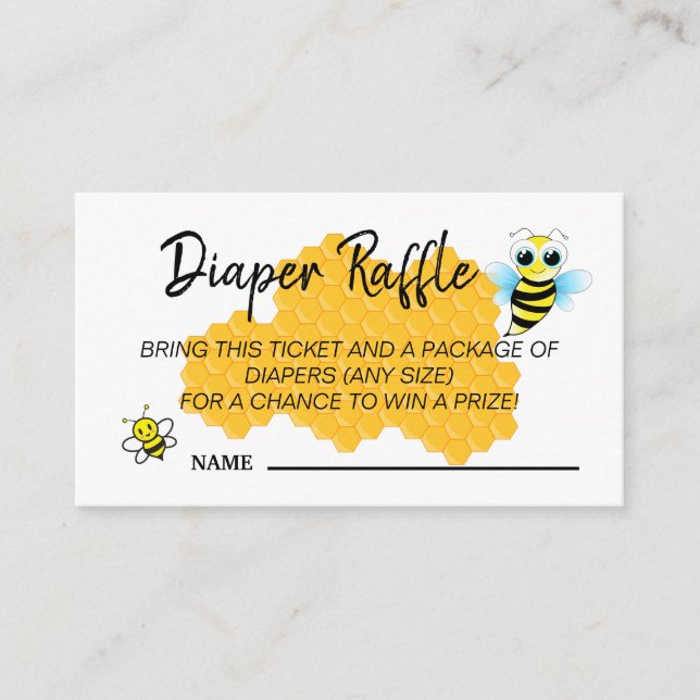 Tarjeta De Recepción Juego Cute Gold Bee Hive Baby Shower Diaper Raffle (Anverso)