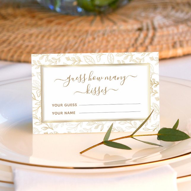 Tarjeta De Recepción Juego de Adivina Cuántos Besos con Patrón de Hojas (Subido por el creador)