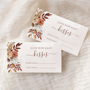 Tarjeta De Recepción Juego de Adivina Cuántos Besos Otoño Floral Boho