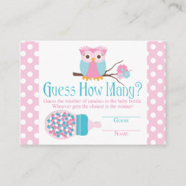 Tarjeta De Recepción Juego de adivinación de botellas de búho rosa Baby