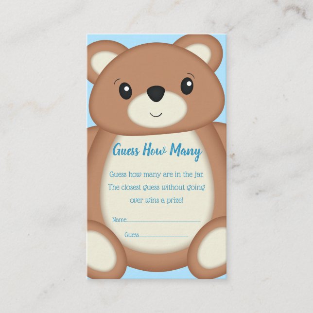Tarjeta De Recepción Juego de adivinación del oso azul (Anverso)