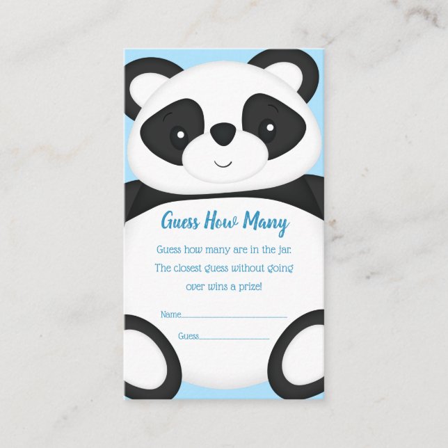 Tarjeta De Recepción Juego de adivinanzas de Baby Shower de Panda (Anverso)