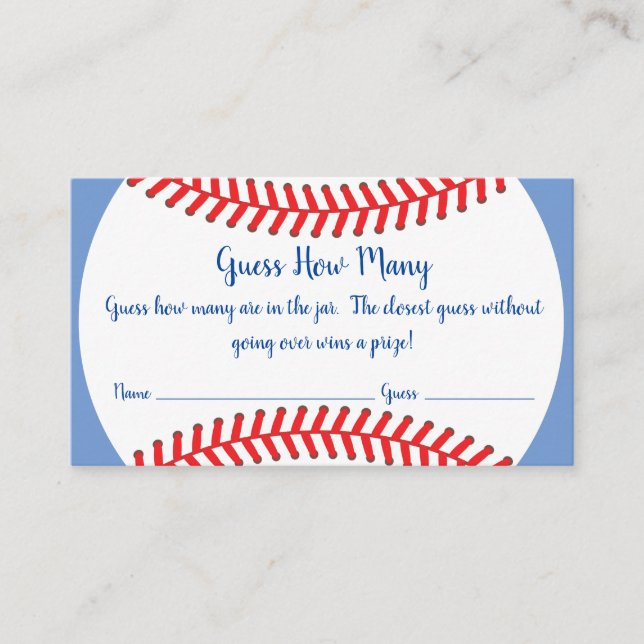 Tarjeta De Recepción Juego de adivinanzas para el beisbol pequeño (Anverso)