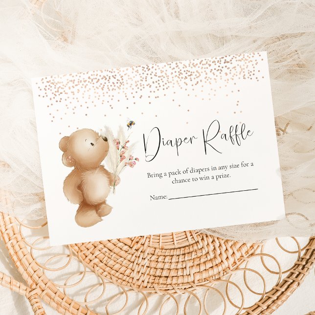 Tarjeta De Recepción Juego de Baby Shower Bear and The Bee Diaper Raffl (Subido por el creador)
