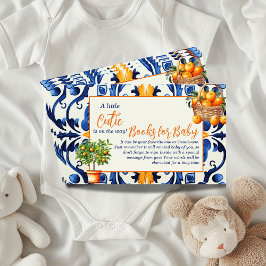 Tarjeta De Recepción Juego de Baby Shower Blue Tile Cutie Naranja Citru