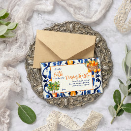 Tarjeta De Recepción Juego de Baby Shower Blue Tile Cutie Naranja Citru