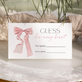 Tarjeta De Recepción Juego de Baby Shower Bow Rosado Adivina cuántas to