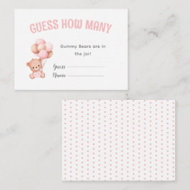 Tarjeta De Recepción Juego de Baby Shower con globo Teddy Bear