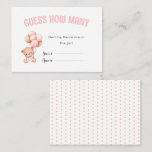 Tarjeta De Recepción Juego de Baby Shower con globo Teddy Bear