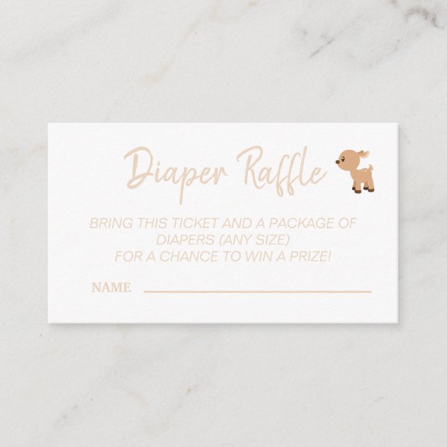 Tarjeta De Recepción Juego de Baby Shower Cute Deer Diaper Raffle (Anverso)