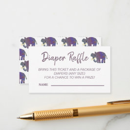 Tarjeta De Recepción Juego de Baby Shower Cute Elephant Diaper Raffle
