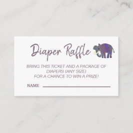 Tarjeta De Recepción Juego de Baby Shower Cute Elephant Diaper Raffle