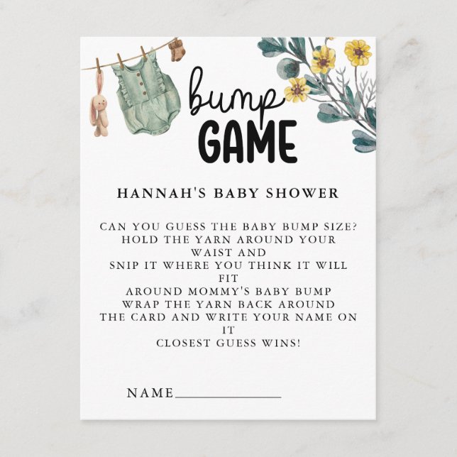 Tarjeta De Recepción Juego de Baby Shower de Boho Neutral de Género (Anverso)