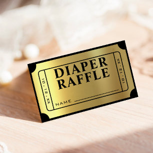 Tarjeta De Recepción Juego de Baby Shower de Diaper Raffle Golden Ticke