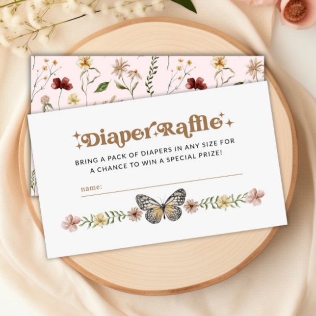 Tarjeta De Recepción Juego de Baby Shower de Little Wildflower Diaper R (Little Wildflower Diaper Raffle Baby Shower Game Enclosure Card)