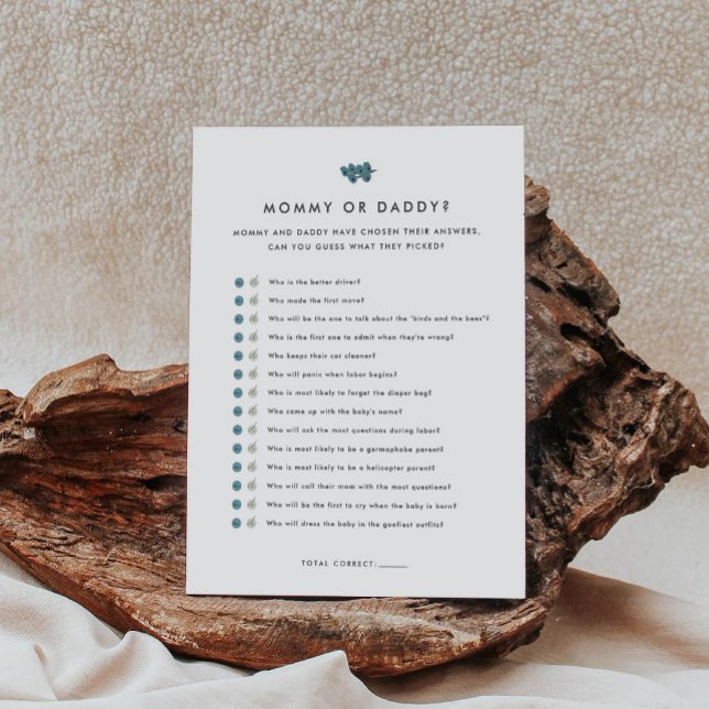 Tarjeta De Recepción Juego de Baby Shower de mamá o papá (Subido por el creador)