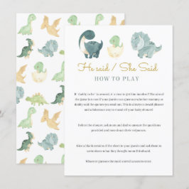 Tarjeta De Recepción Juego de Baby Shower Dinosaur