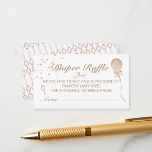 Tarjeta De Recepción Juego de Baby Shower Girly Rosa Gold Diaper Raffle