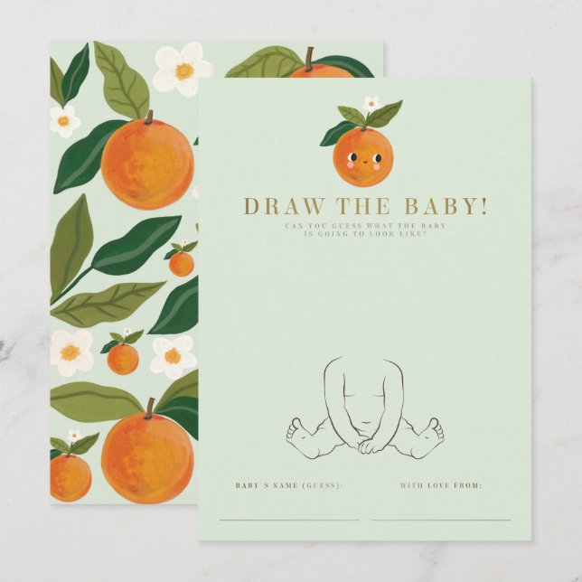 Tarjeta De Recepción Juego de Baby Shower para pequeños naranjas (Anverso / Reverso)
