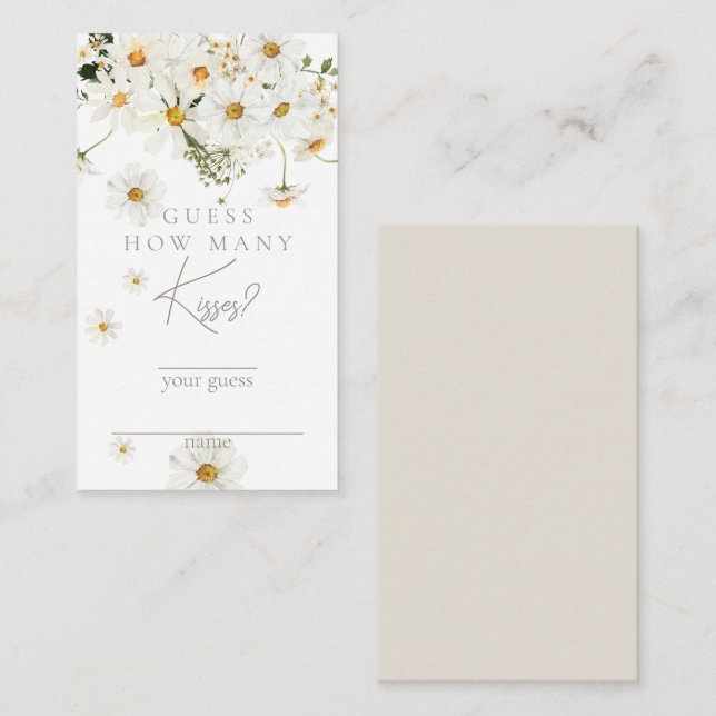 Tarjeta De Recepción Juego de Besos Noviales Modernos Daisy Boho Wildfl (Anverso / Reverso)