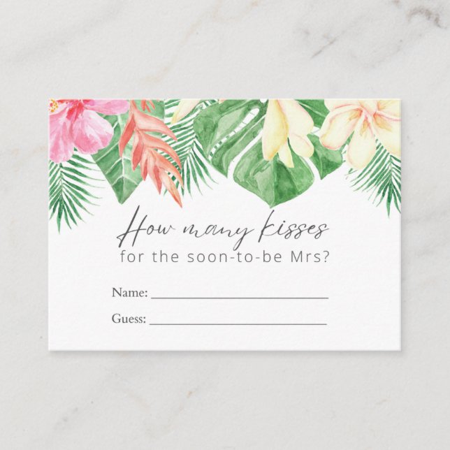 Tarjeta De Recepción Juego de besos Tropical Hawaiano juego de ducha de (Anverso)