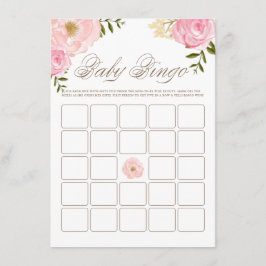 Tarjeta De Recepción Juego de Bingo Baby Shower Peonies de color de agu