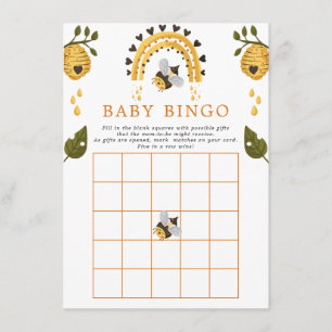 Tarjeta De Recepción Juego de Bingo para Baby Shower Abeja Colmena Abej