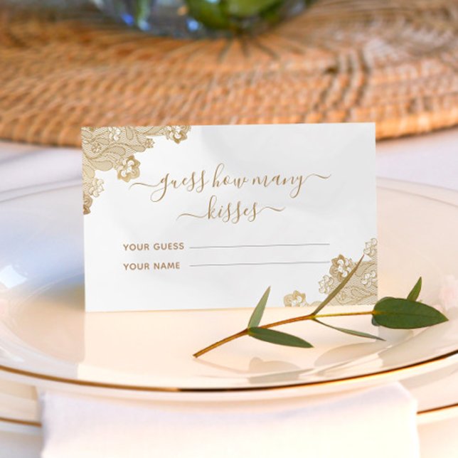 Tarjeta De Recepción Juego de bodas de crema de encaje dorado adivina c (Subido por el creador)