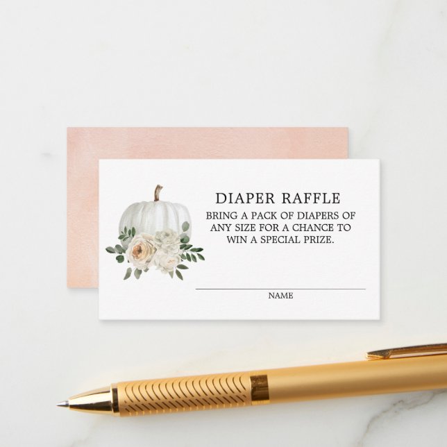 Tarjeta De Recepción Juego de boletos de pañales para calabaza blanca p (Anverso/Reverso In Situ)