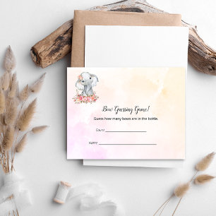 Tarjeta De Recepción Juego de conjeturas de elefantes de Baby Shower