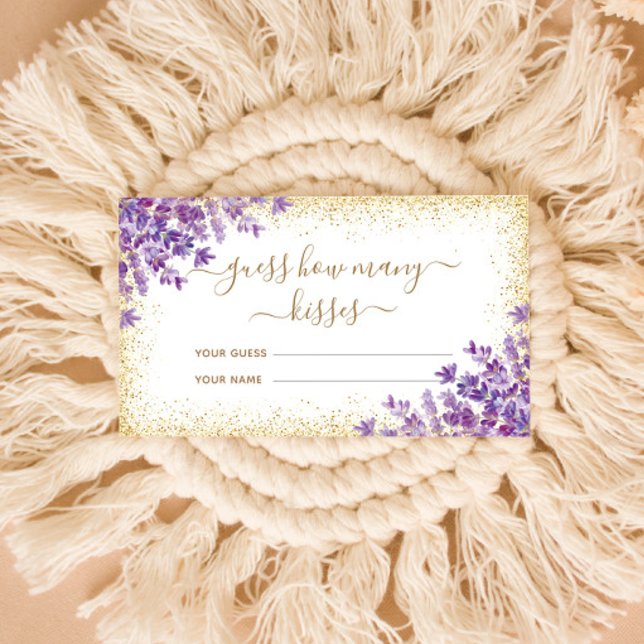 Tarjeta De Recepción Juego de Cuántos Besos con Marco de Lavanda Floral (Subido por el creador)