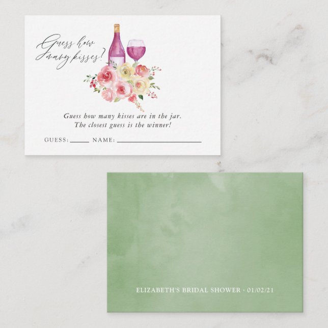 Tarjeta De Recepción Juego de degustación de vino Floral Bridal Shower (Anverso / Reverso)