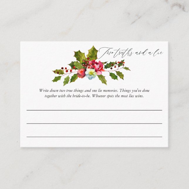 Tarjeta De Recepción Juego de Despedida de Soltera con Tema de Navidad  (Anverso)