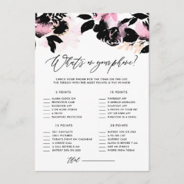 Tarjeta De Recepción Juego de Despedida de Soltera Floral Negro What's 