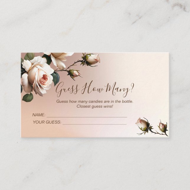 Tarjeta De Recepción Juego de Despedida de Soltera Tea Rose (Anverso)