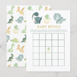 Tarjeta De Recepción Juego de Dinosaurios Cuadros Baby Shower Bingo Beb