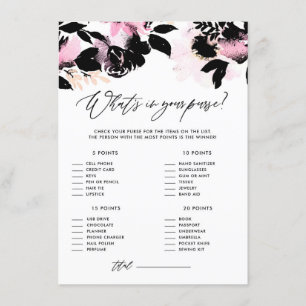 Tarjeta De Recepción Juego de ducha floral rosa y negro ¿Qué hay en tu