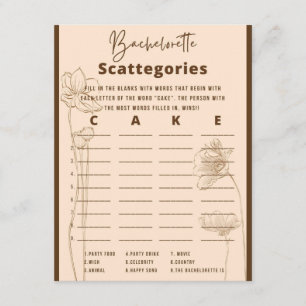 Tarjeta De Recepción Juego de Fiesta Bachelorette Scattegories