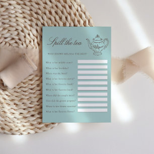 Tarjeta De Recepción Juego de fiesta de desayuno nupcial Té de la tarde