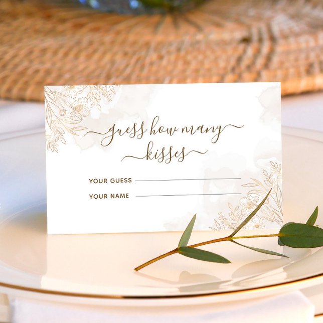 Tarjeta De Recepción Juego de la Novia Cuántos Besos Hojas Florales de  (Subido por el creador)