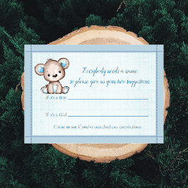 Tarjeta De Recepción Juego de nombres juego de Baby Shower Cute de oso