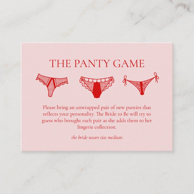 Tarjeta De Recepción Juego de Panty de Bachelorette Party de Cocktail R (Anverso)