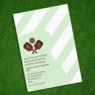 Tarjeta De Recepción Juego de Pickleball de Rayas Pre-Matrimonio Elegan