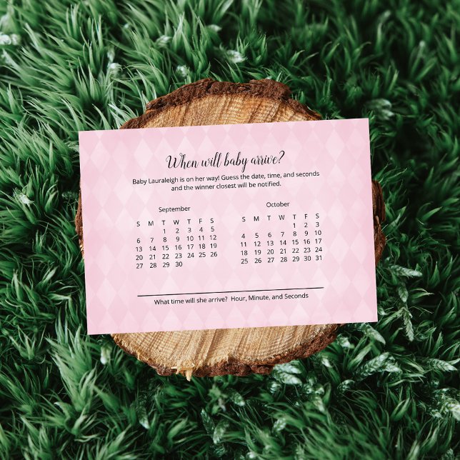 Tarjeta De Recepción Juego de predicción de llegada de bebé rosado para (Subido por el creador)