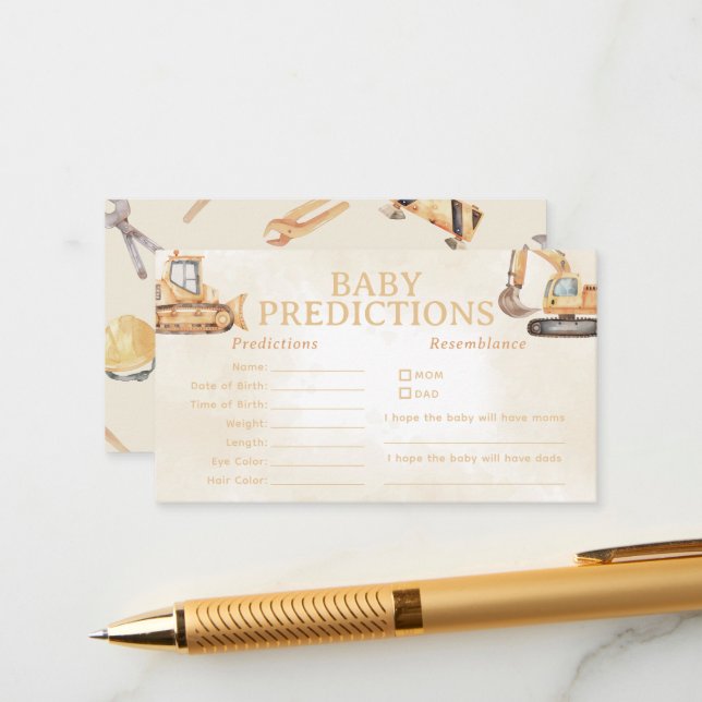 Tarjeta De Recepción Juego de predicción del bebé de construcción (Anverso/Reverso In Situ)