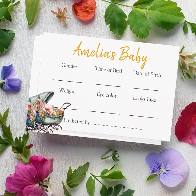 Tarjeta De Recepción Juego de predicciones de Baby Shower de Stroller V (Subido por el creador)