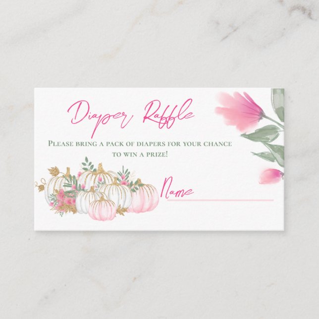 Tarjeta De Recepción Juego de Raffé de pañal de bebé de calabaza blanca (Anverso)