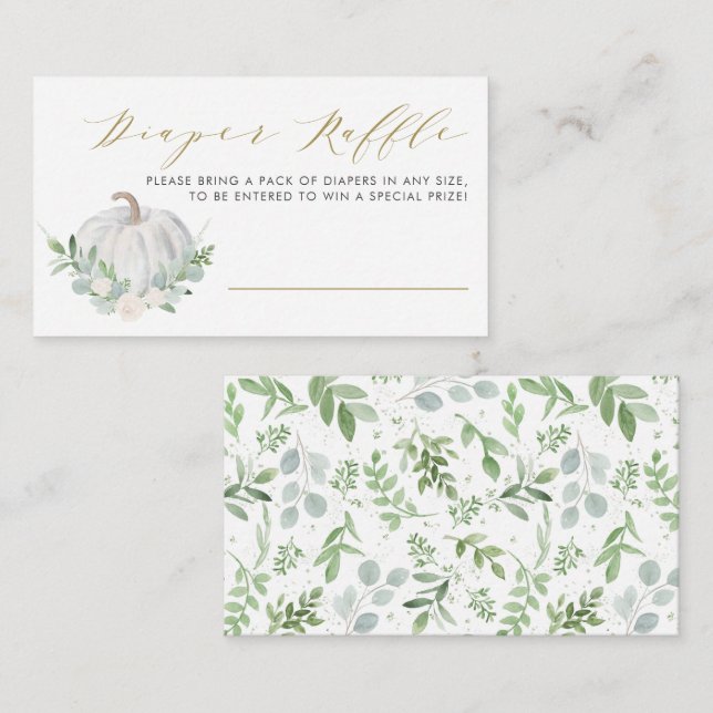 Tarjeta De Recepción Juego de Raffé de pañales Baby Shower para calabaz (Anverso / Reverso)