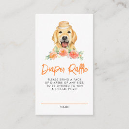 Tarjeta De Recepción Juego de Raffle Peach Diaper de Golden Retriever