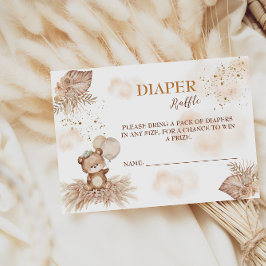 Tarjeta De Recepción Juego de rifa de pañales Oso Boho Bearly Wait